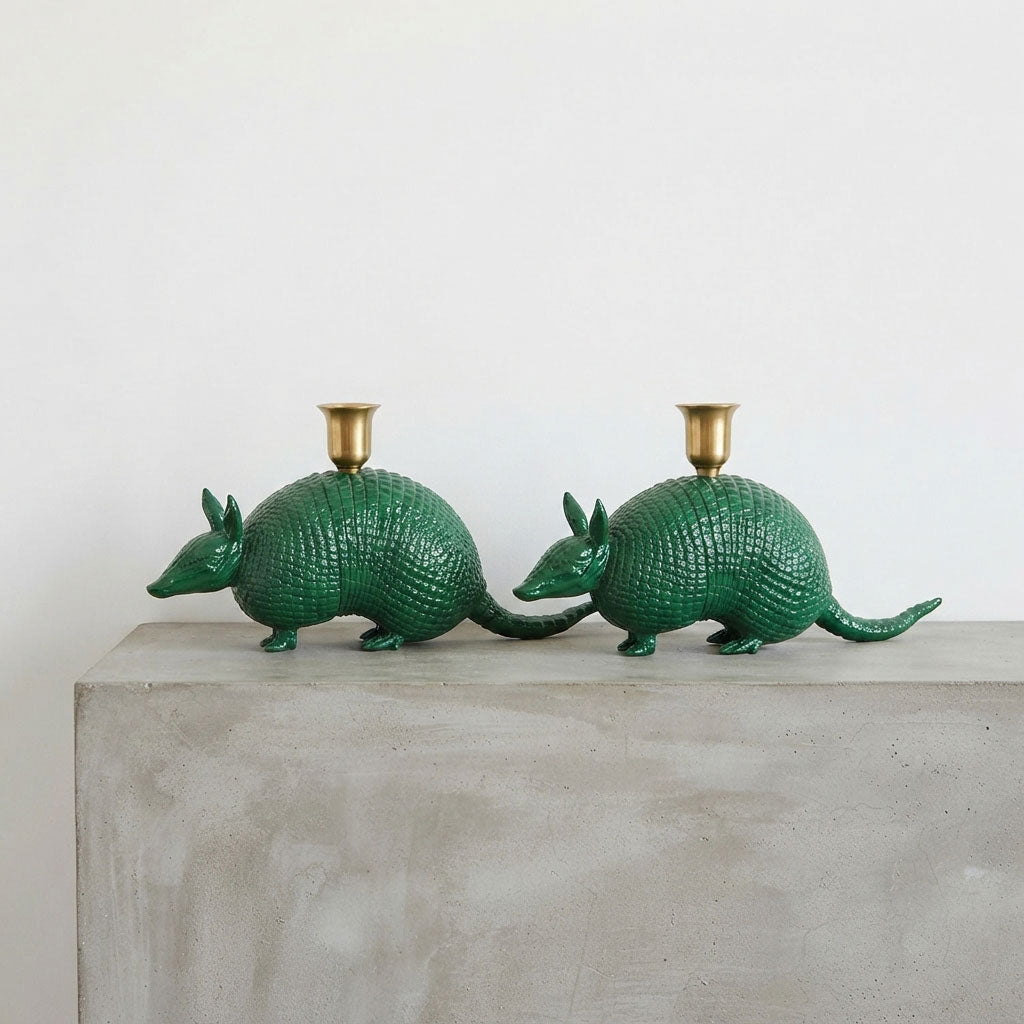 Armadillo Candle Holder – Forest Green – view 2