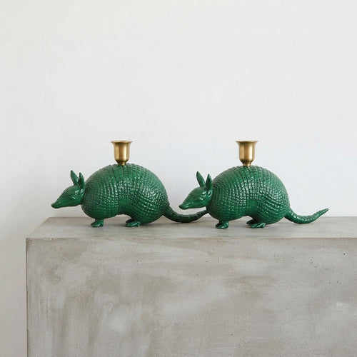 Armadillo Candle Holder – Forest Green – view 2
