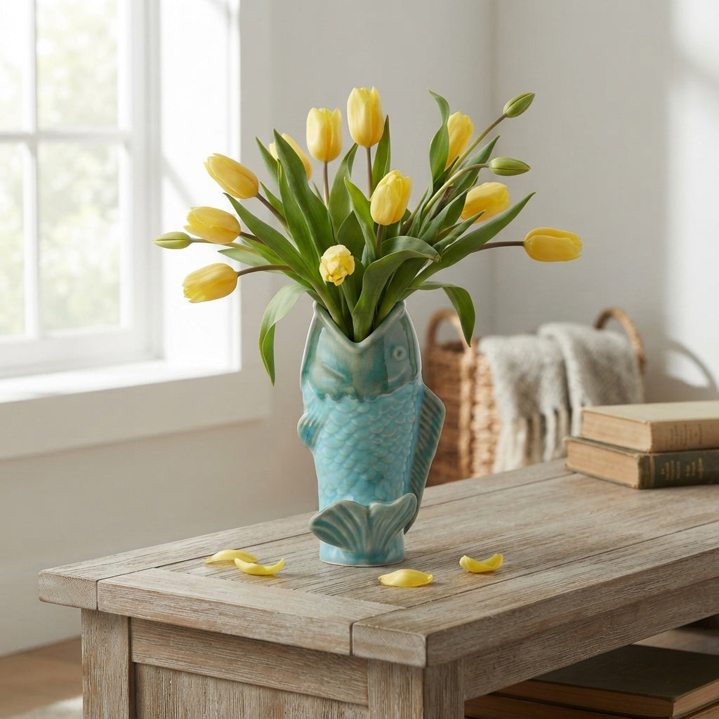 Fin-Tastic Fish Vase – Turquoise – view 2