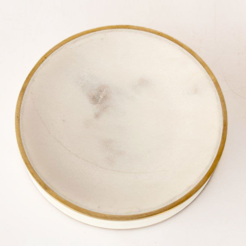 Round Marble Soap Dish – Brass Edge