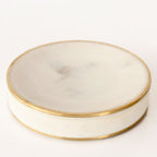 Round Marble Soap Dish – Brass Edge – view 2