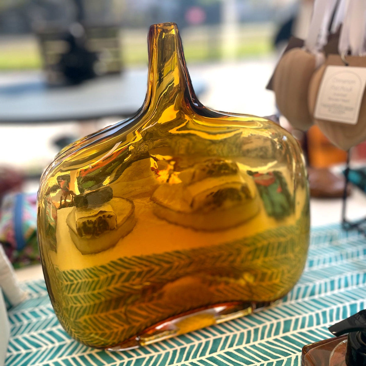Glass Bottle Vase – Golden Reflections – view 5