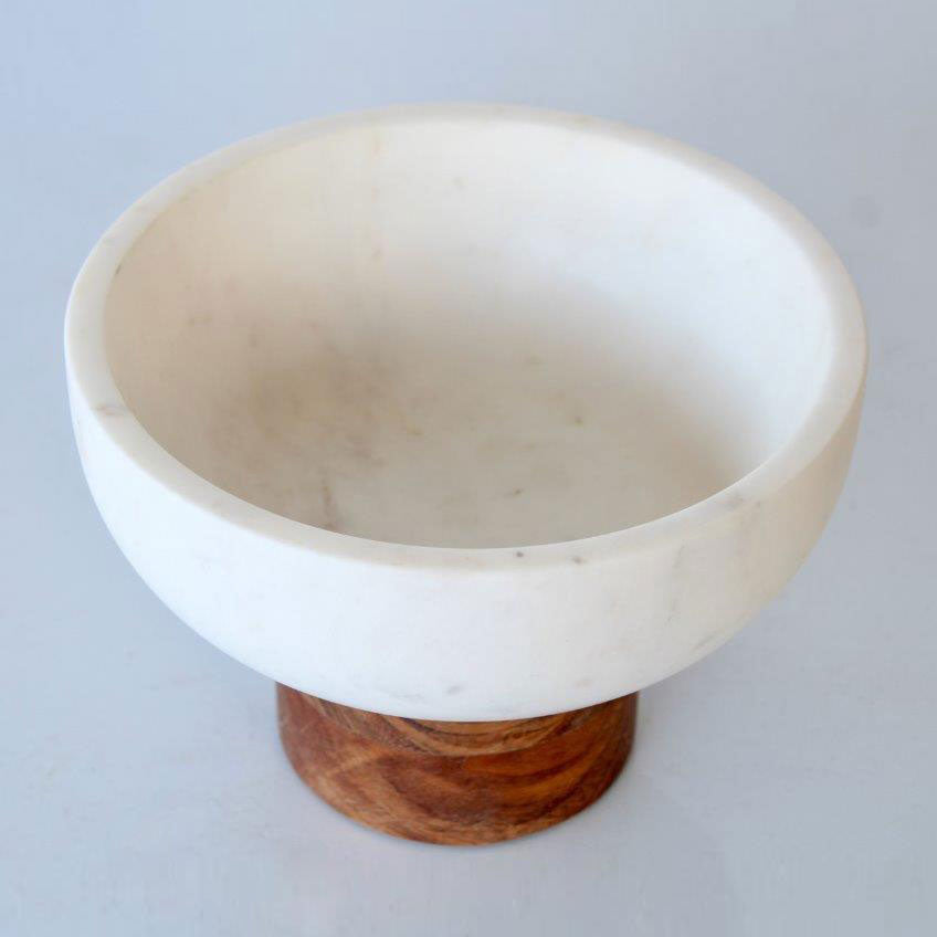 Marble Bowl – Wooden Base – view 2