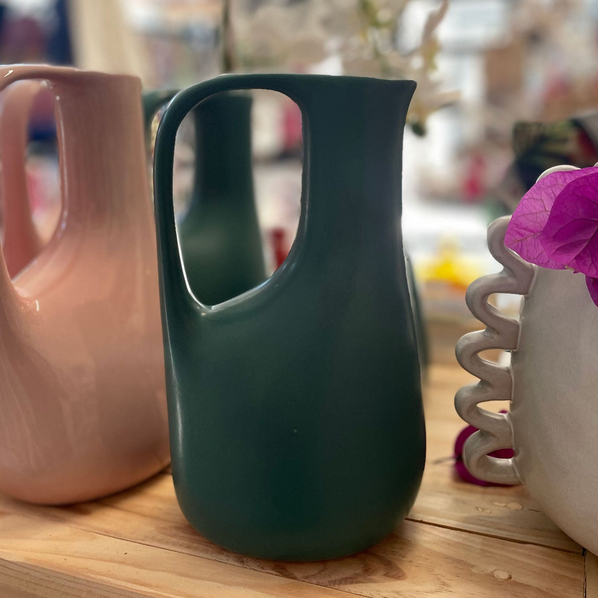 Art Deco Jug – Matte Green