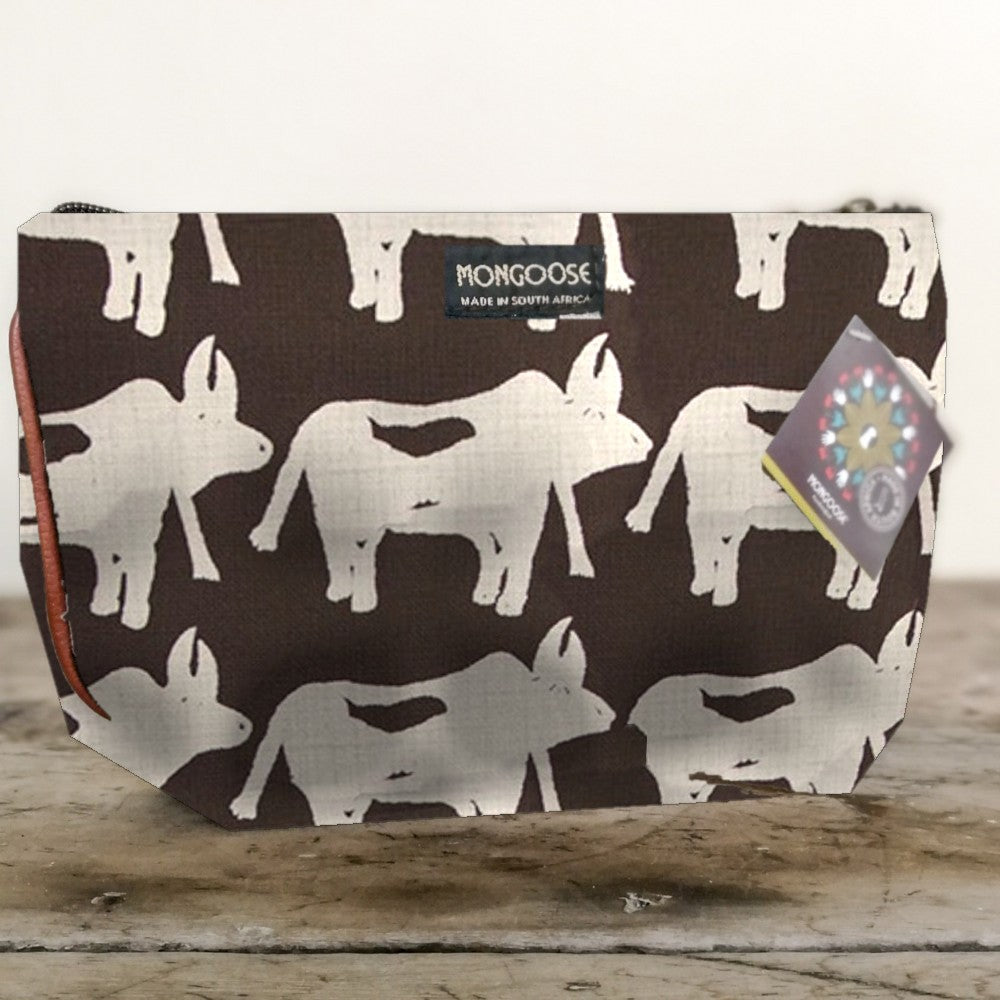 Mongoose Makeup Bag in Nguni Cream-Charcoal