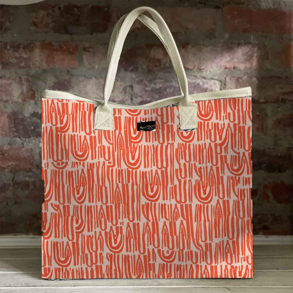 Mongoose Carry Beach Bag in Seeds Terracotta-Natural