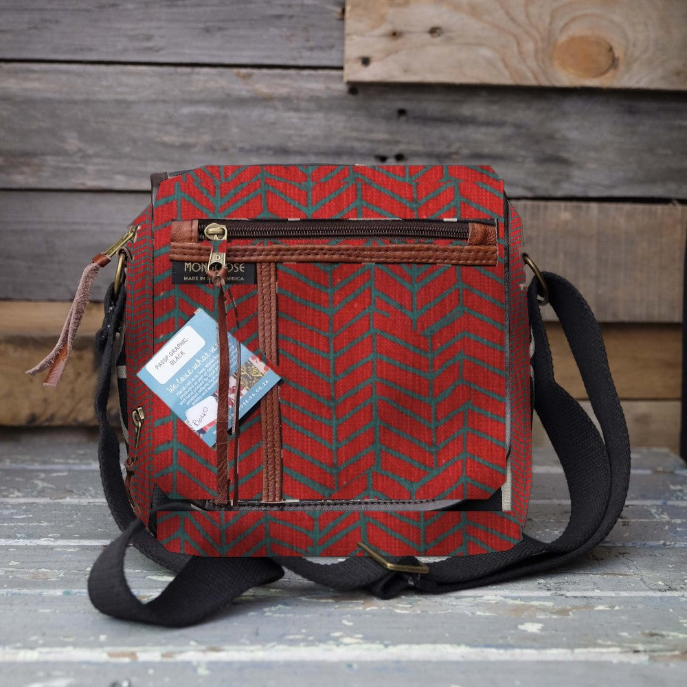 Mongoose Passport Cross Body Bag in Fishbone Blue-Brick