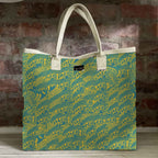 Mongoose Carry Beach Bag in Koru Teal-Mustard