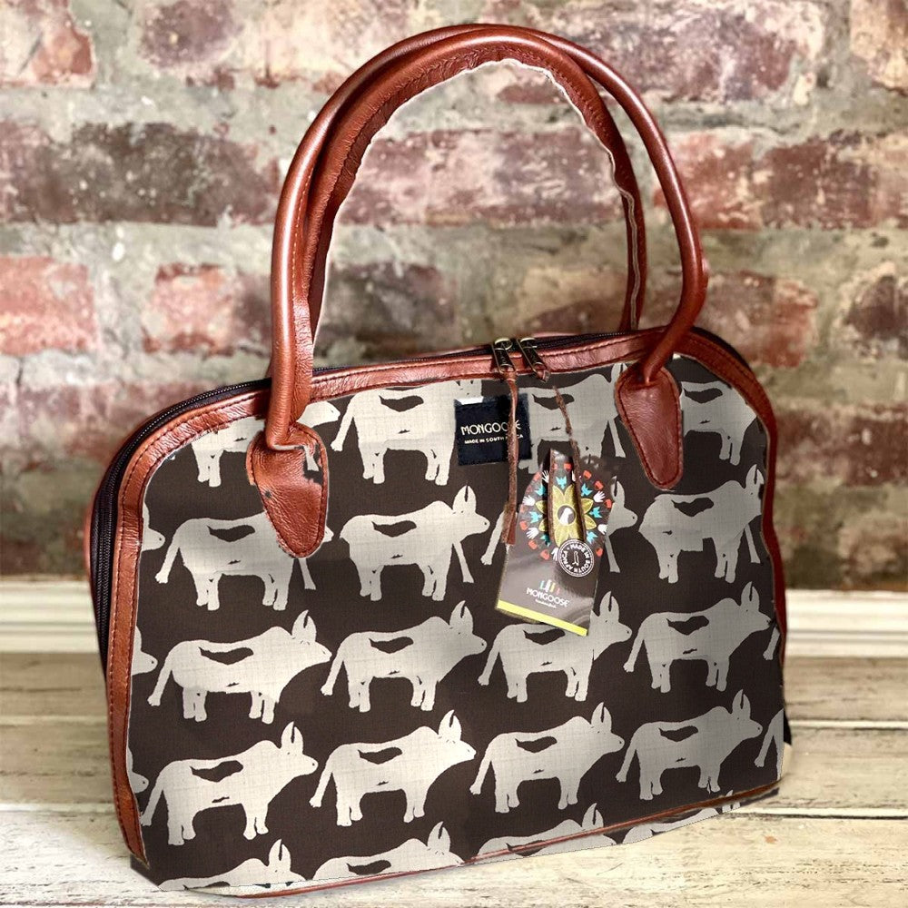 Mongoose Luca Bag in Nguni Cream-Charcoal