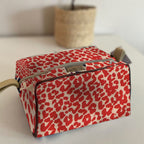 Mongoose Toiletry Bag in Leopard Spots Red-Natural