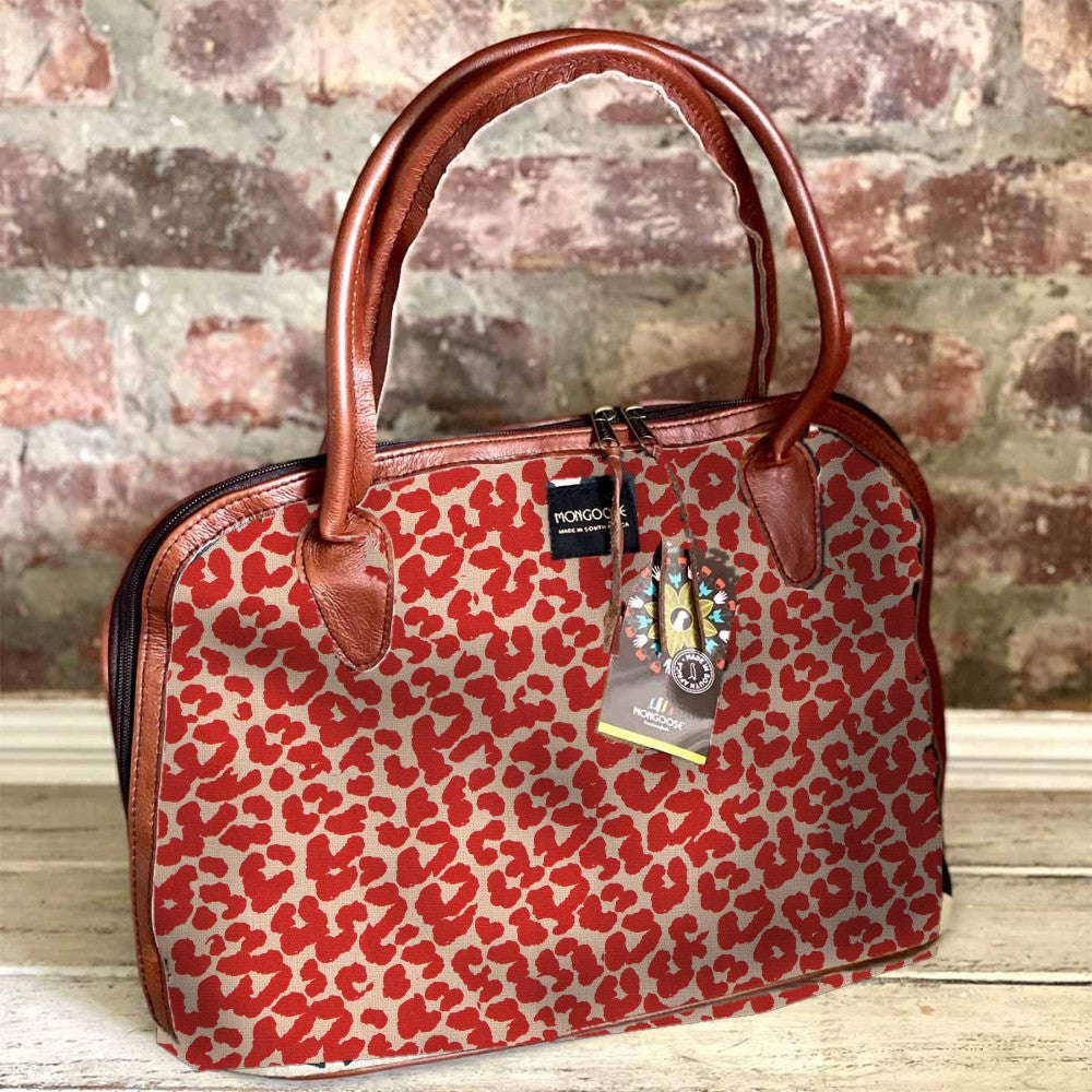 Mongoose Luca Bag in Leopard Spots Red-Natural