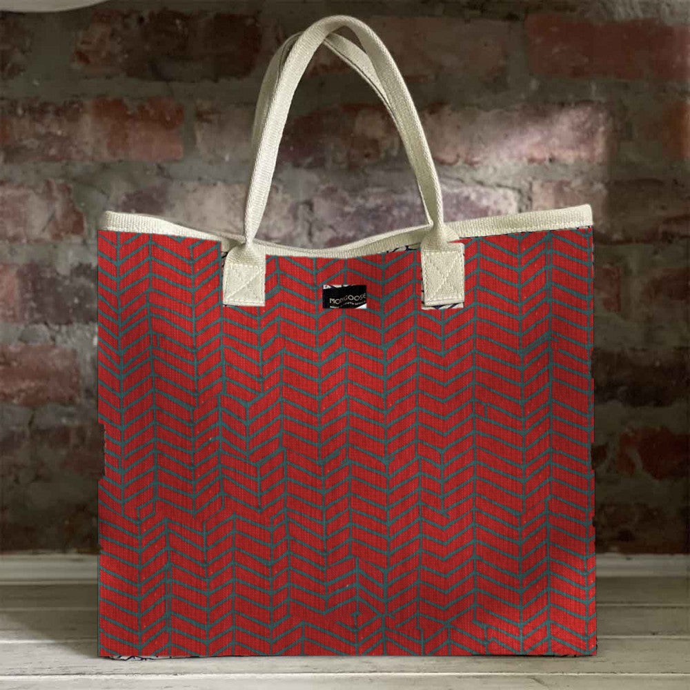 Mongoose Carry Beach Bag in Fishbone Blue-Brick