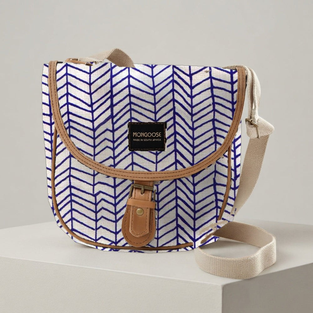 Mongoose Pom Pom Bag in Fishbone Indigo-Natural