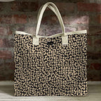 Mongoose Carry Beach Bag in Leopard Spots Natural-Black