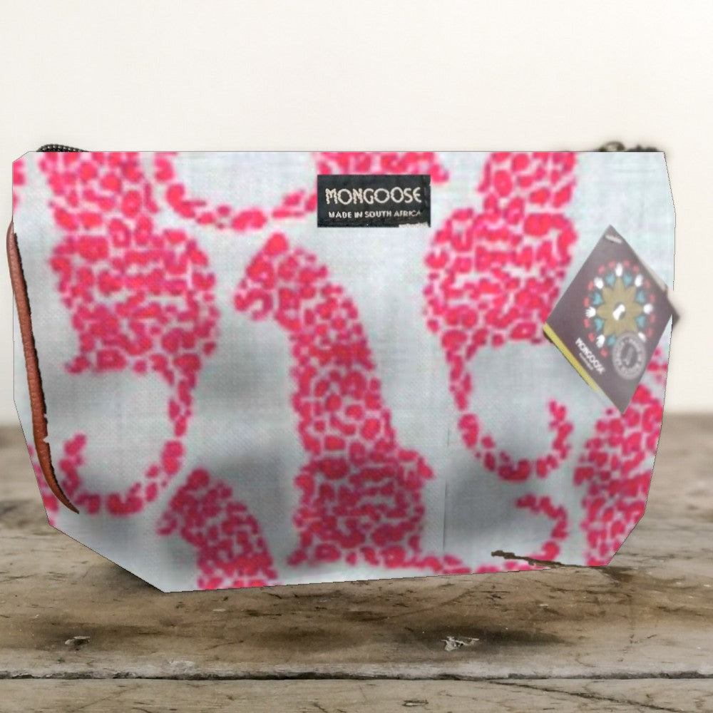 Mongoose Makeup Bag in Leopard Coral-Mint
