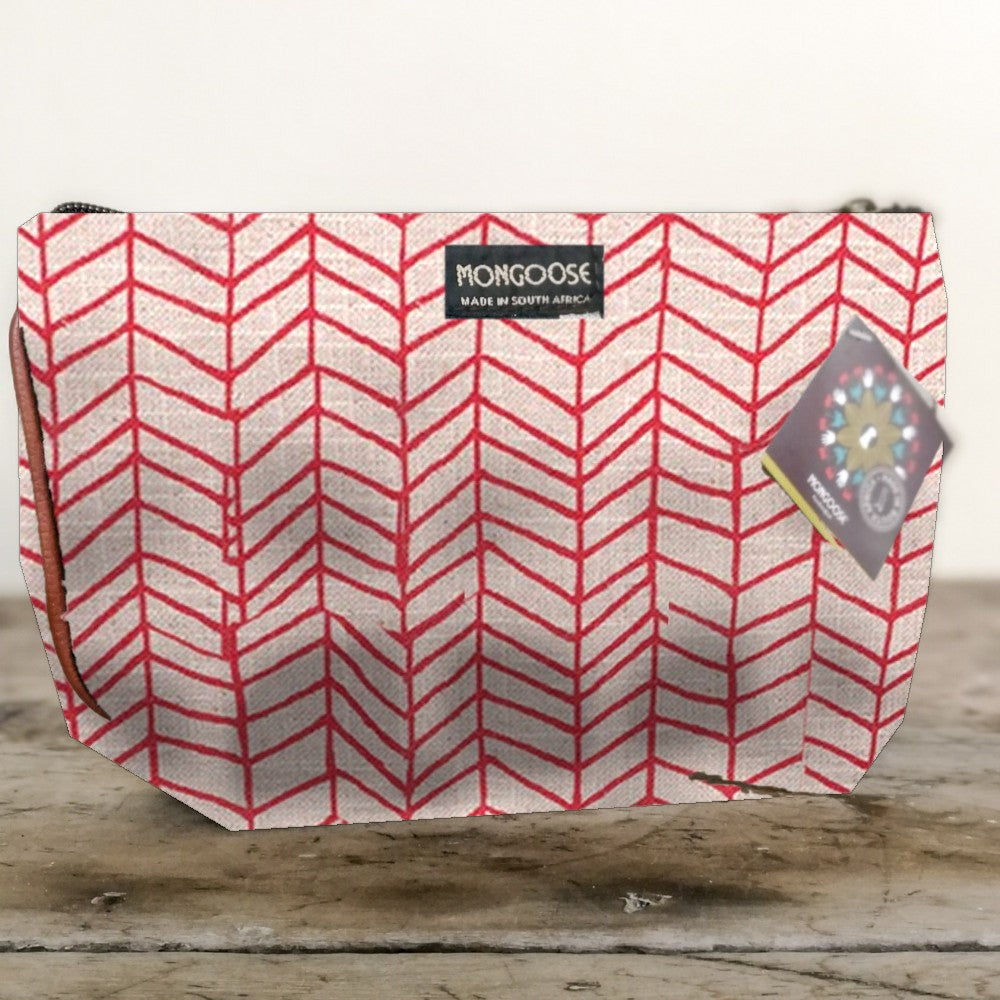Mongoose Makeup Bag in Fishbone Red-Natural