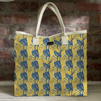 Mongoose Carry Beach Bag in SugarBush Teal-Mustard