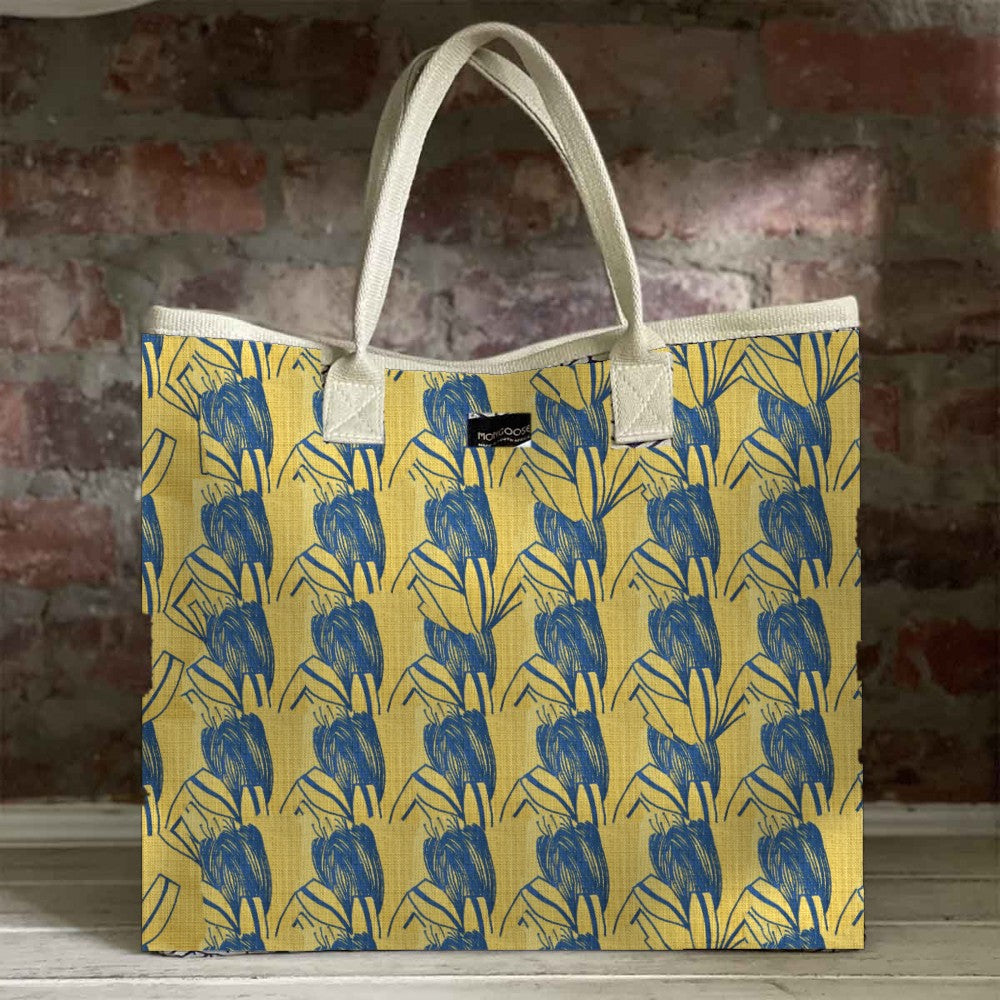Mongoose Carry Beach Bag in SugarBush Teal-Mustard