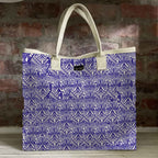 Mongoose Carry Beach Bag in Koru Indigo-Natural