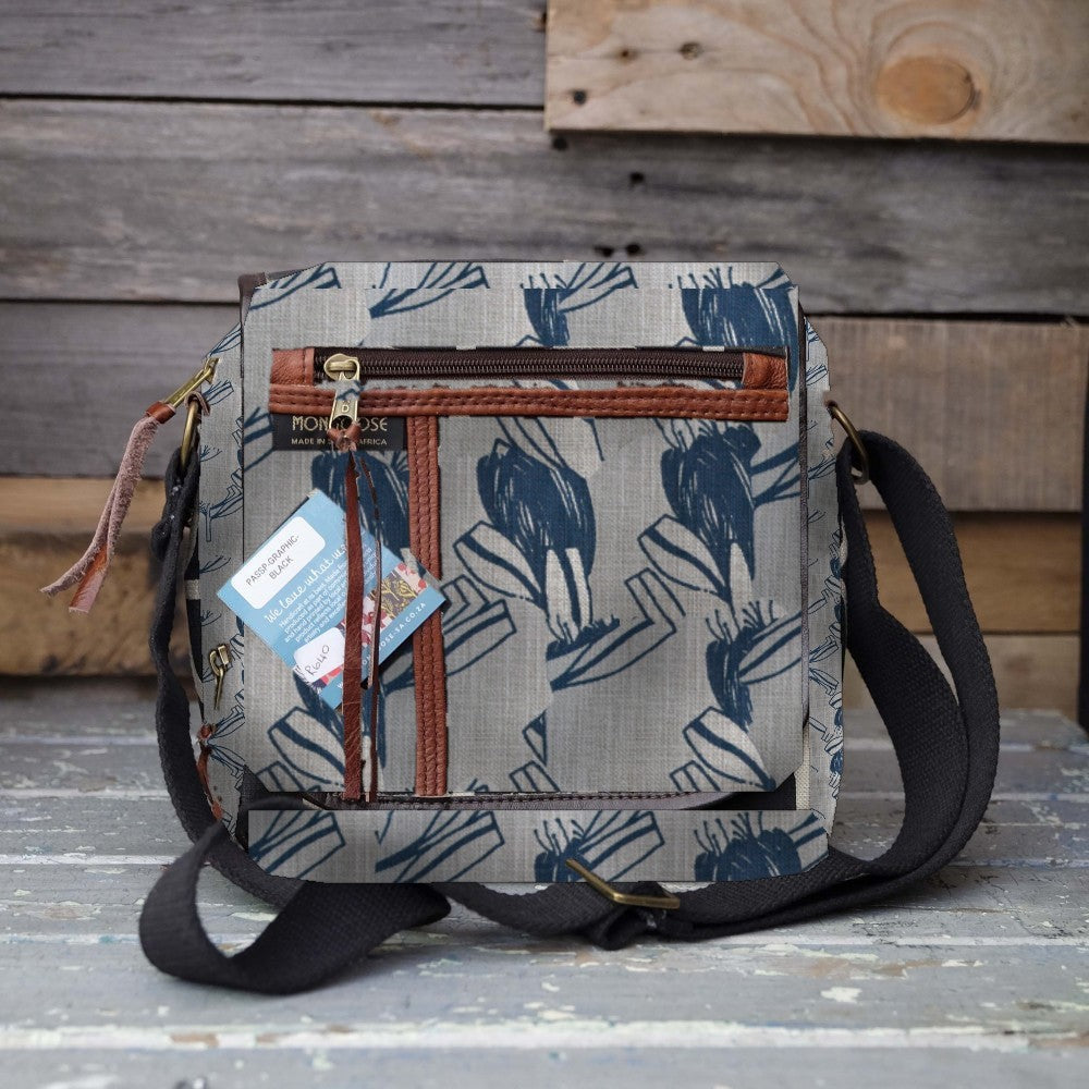 Mongoose Passport Cross Body Bag in SugarBush Teal-Natural